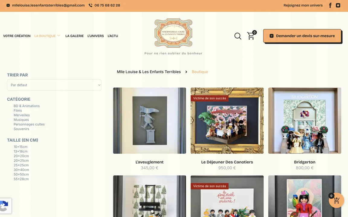 Réalisation boutique en ligne de créations artisanales à Bergerac