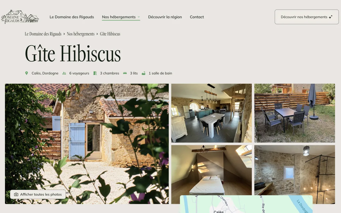 Réalisation Gîte Hibiscus - site de location saisonnière à Calès