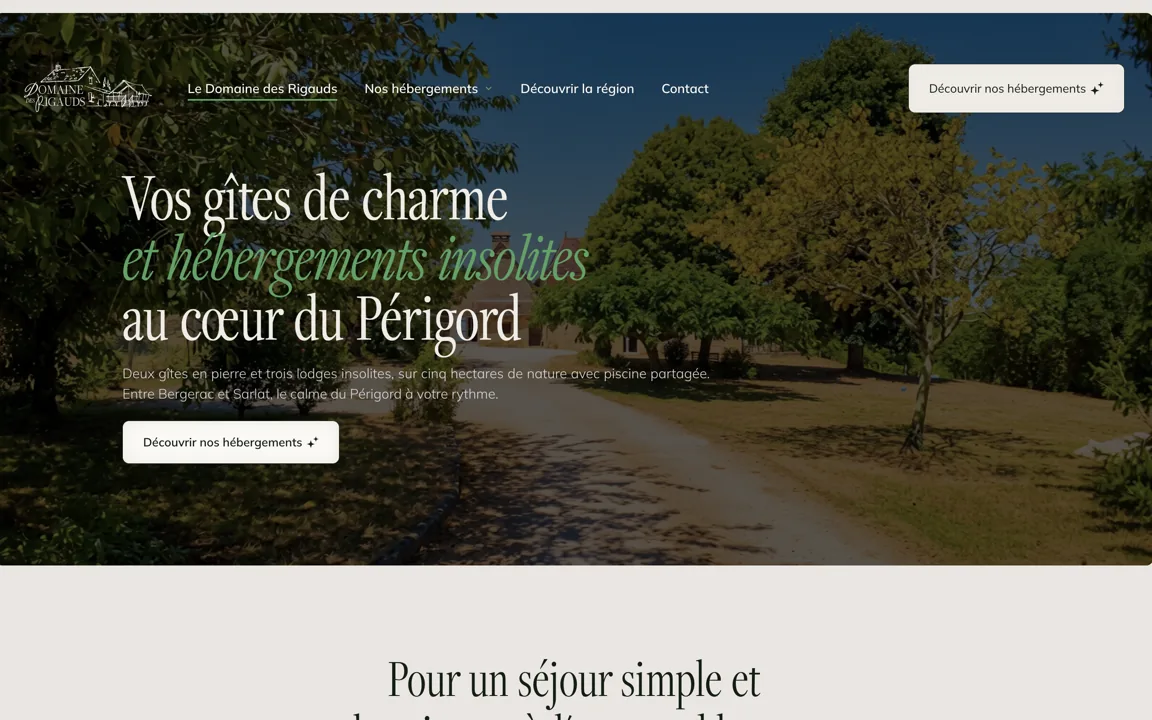 Réalisation site web de gîtes insolites en Périgord