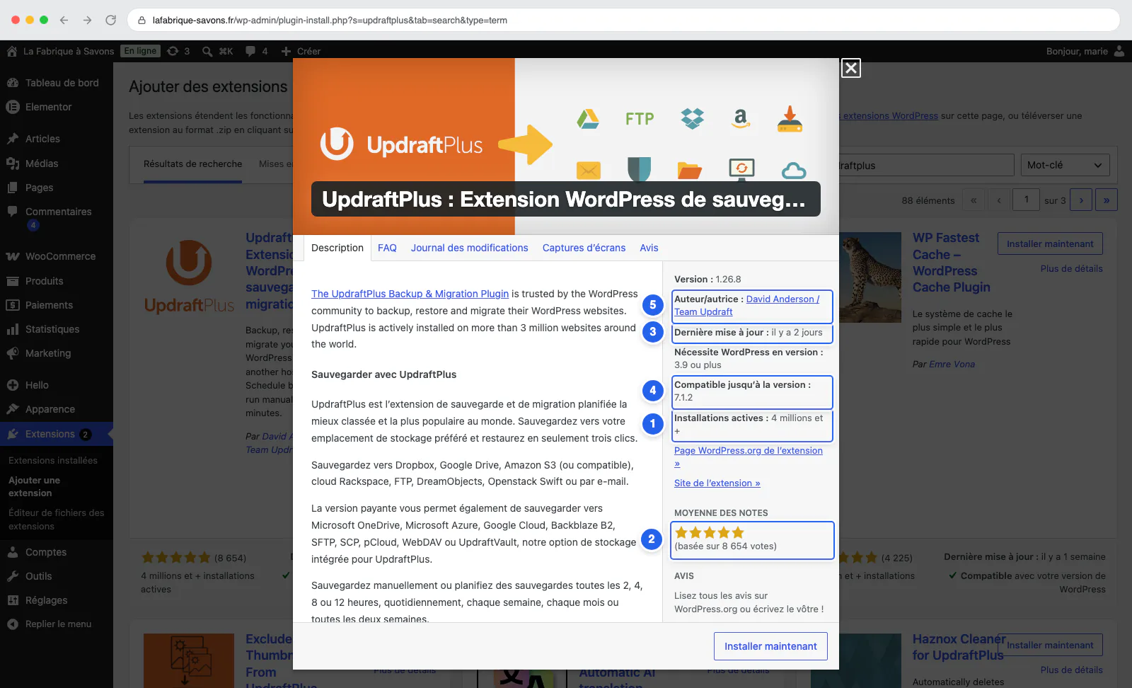 Fiche d'un plugin : les 5 indicateurs de confiance